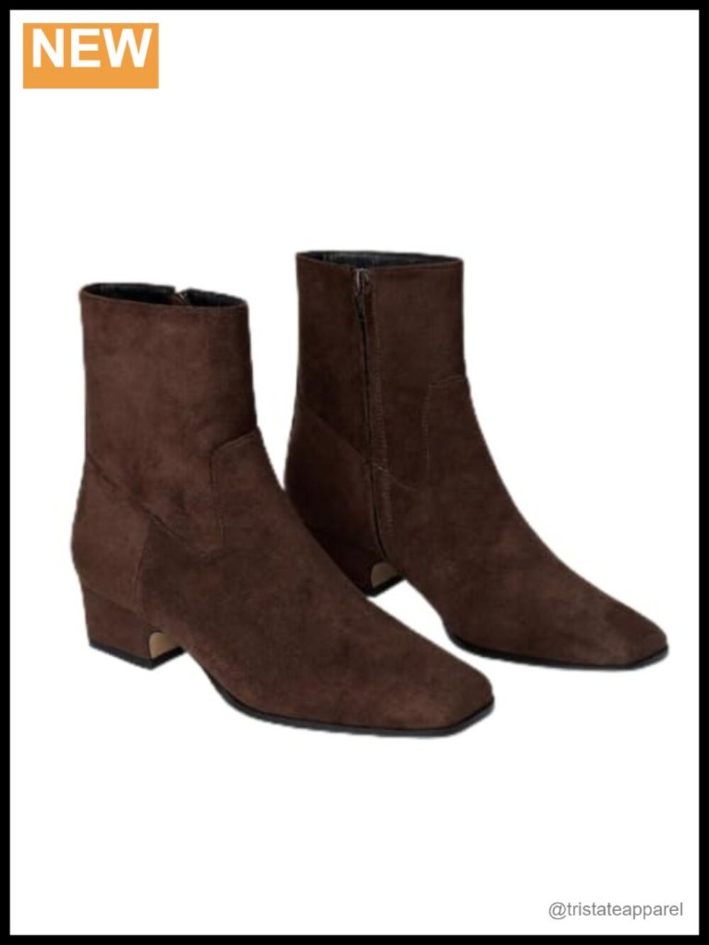Women's Square Toe Ankle Boots Low Chunky Block Heel Side Zipper Booties